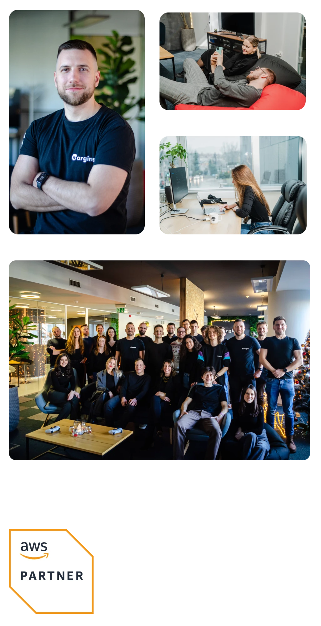 The Margins team at our Zagreb office, and our AWS Partner badge